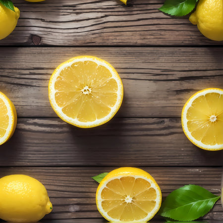 Lemons on a wooden background.の素材
