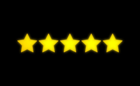 Star rating. Yellow stars on a black background. Vector illustration.の写真素材