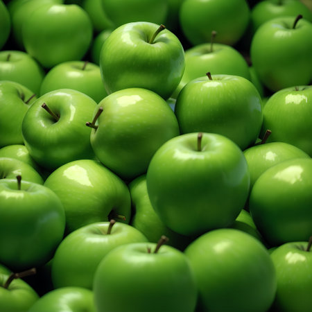 Background of fresh green apples.の素材