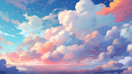 Beautiful clouds in the sky. Vector illustration.の素材