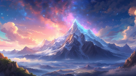 Mountain with snow. 3D illustration.の素材