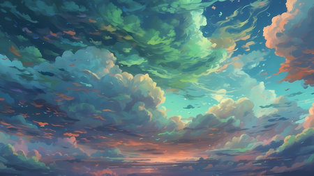 Fantasy cloudy sky background. Abstract fantasy landscape.の素材
