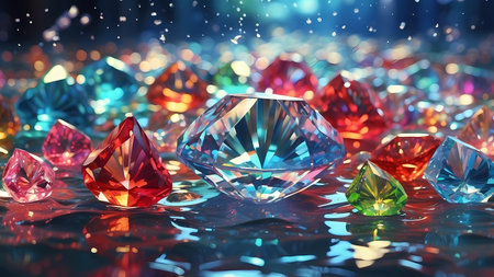 3d illustration of colorful diamonds.の素材