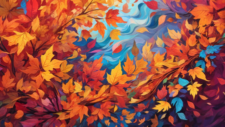Abstract background with colorful leaves.の素材