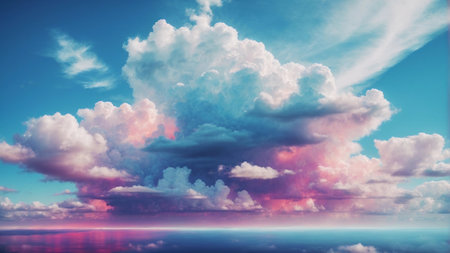Beautiful clouds over the sea.の素材
