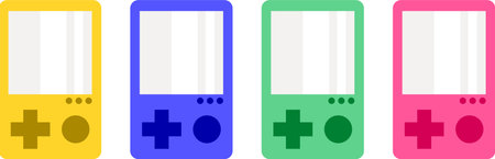 Video game icon in different colors. Icon set with colorful video games.のイラスト素材