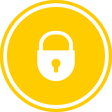 Yellow padlock icon. Yellow padlock button.のイラスト素材