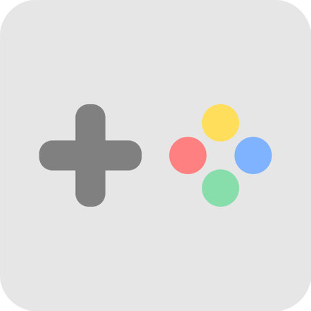 Icon with colorful game buttons.