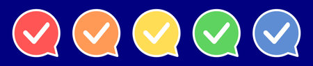 Speech bubble check mark icon. Confirmation icon in various colors.のイラスト素材