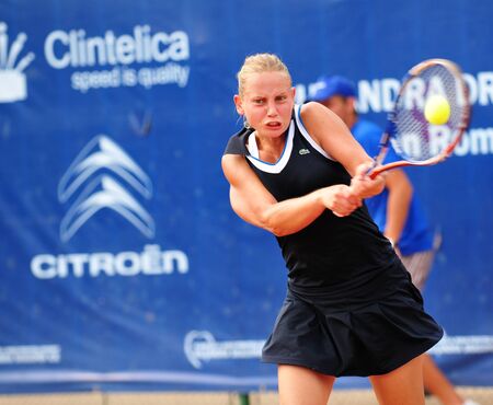 BUCHAREST - August 1: Australian Jelena Dokic in action during the finals of the $75,000 ITF / WTA tournament のeditorial素材