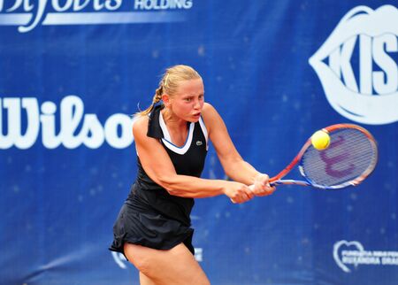 BUCHAREST - August 1: Australian Jelena Dokic in action during the finals of the $75,000 ITF / WTA tournament のeditorial素材