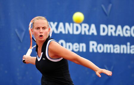 BUCHAREST - August 1: Australian Jelena Dokic in action during the finals of the $75,000 ITF / WTA tournament のeditorial素材