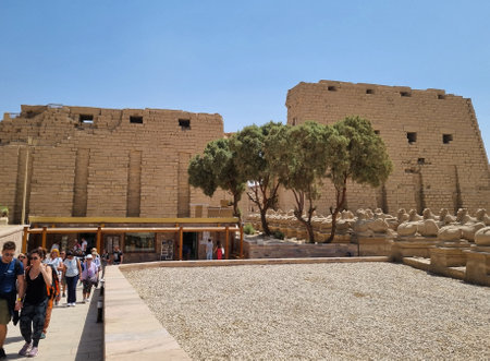 22-March-2022. Entrance to the Karnak Temple Complex, in Luxor, Egypt.のeditorial素材