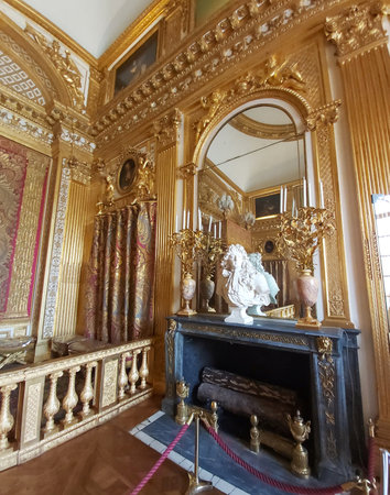 September 2, 2020. Interior view of the private apartment of the King, at the palace of Versailles, France.のeditorial素材