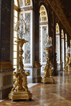 2-September-2020. Interior of the Palace of Versailles, France. The Hall of Mirrors.のeditorial素材