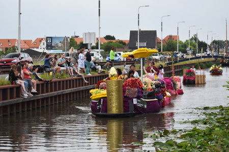 June 26, 2022. Sailing Corso Westland, Netherlands. It is an annual event with boats decorated with...