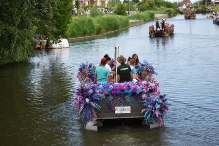 June 26, 2022. Sailing Corso Westland, Netherlands. It is an annual event with boats decorated with beautiful flowers, plants or vegetables.のeditorial素材