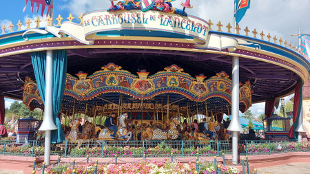 09-17-2022. Lancelot Carousel or Merry-Go-Round, within Fantasyland Disneyland Paris, France.のeditorial素材
