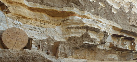 3- 17- 2022. St. Simon the Tanner Cathedral, also known as the Cave Church, in Mokattam Cairo, Egypt. Rock carving, representing scenarios from the Bible. Resurrection scene.のeditorial素材