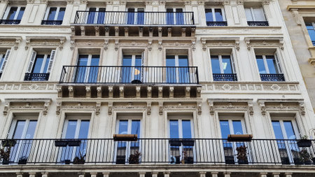 Facade of Parisian apartment building.の写真素材