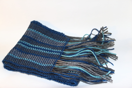 looms, loom fittings, woven scarves, colored yarns white backgroundsの写真素材