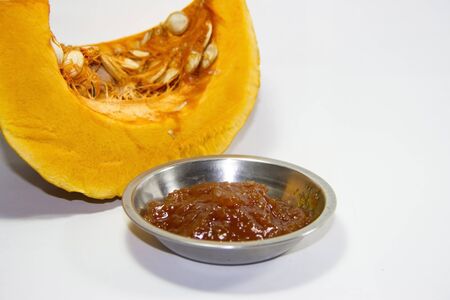 sweet and healthy pumpkin marmalade in home cookingの写真素材