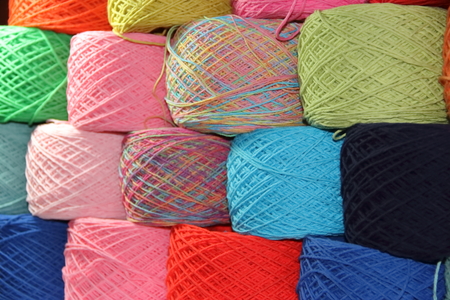 yarn and wool in skeins and yarnsの写真素材