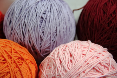 yarn and wool in skeins and yarnsの写真素材