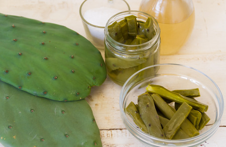 artisanal preparation of healthy food with prickly pear cactusの写真素材