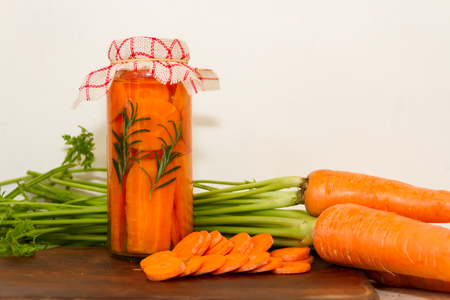 artisan preparation of pickling fresh organic carrotsの写真素材