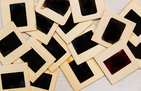 old camera with negatives and slides photographyの写真素材