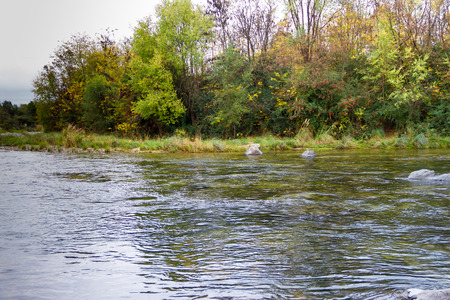 river landscape in autumn in the mountains of Cordoba Argentinaの写真素材