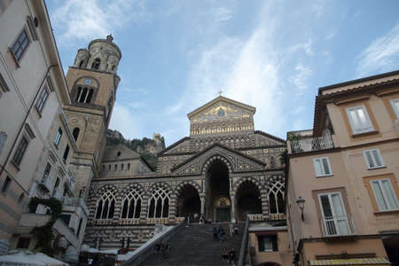 AMALFI, ITALY - May 18 2019: view of the entrance to the cathedral.のeditorial素材