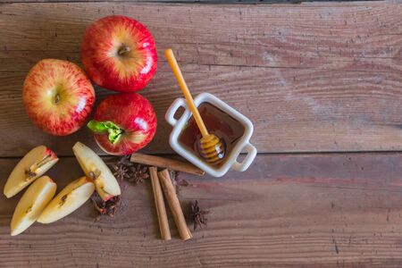 apples and honey symbol of Rosh Hashanah, jewish new yearの写真素材