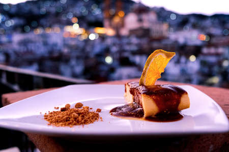 Photo of a dessert with out of focus background, in Taxco de Alarcon, Guerrero, Mexico