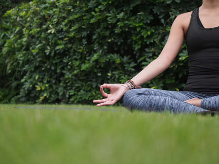 Outdoor Yoga Pose on mat