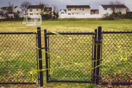 New York, New York - April 29, 2020: A public park in New York is closed off for the public's safety...