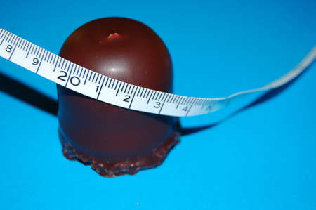 the chocolate on blue backgroundの写真素材