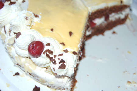 fancy cake with cherry on it
