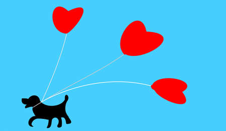 the dog with heartsの写真素材