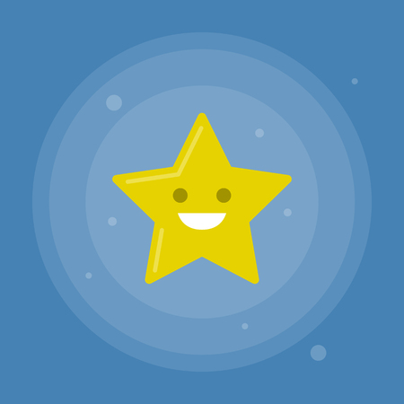 Vector star icon with smile on blue background. Modern flat illustration.のイラスト素材
