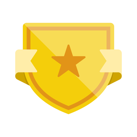 Badge icon with shield and star. Modern flat vector illustration.のイラスト素材
