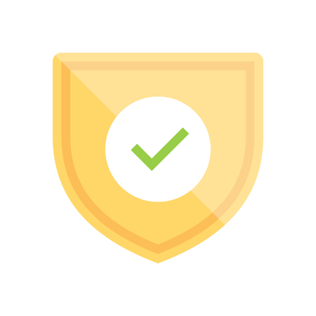Badge icon with shield and check mark. Modern flat vector illustration.のイラスト素材