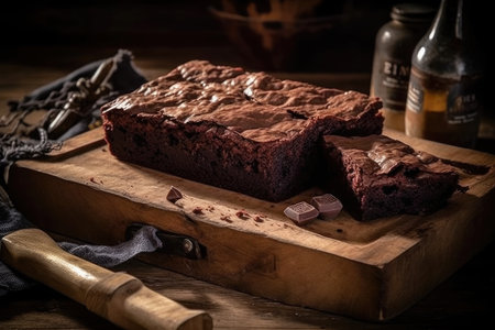 Homemade brownie with nuts and coffeeの素材
