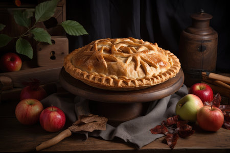 Homemade apple pie, appetizing and rustic., generative AIの素材