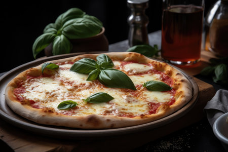 Fresh margherita pizza in Italian pizzeria., generative AIの素材