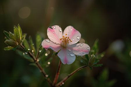 Wildflower blooming in the dew. ??, generative AIの素材