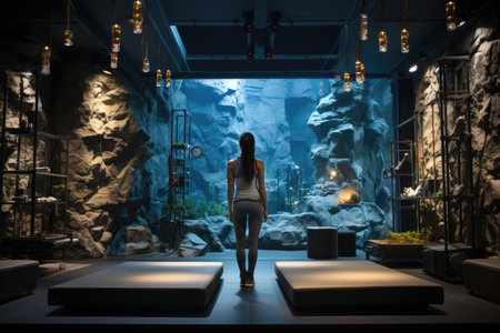 Vibrant gym scene: intense activities, motivated people, generative AIの素材