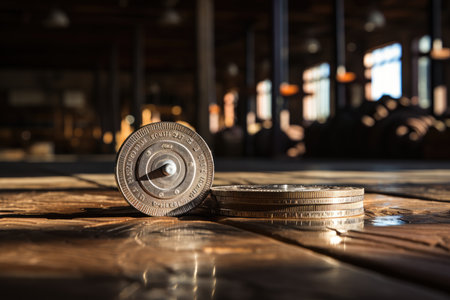 Dumbbell surrounded by rustic gym records., generative AIの素材