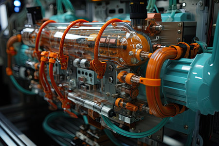 Industrial scene: chemical processing and separation of contaminated waste., generative AIの素材